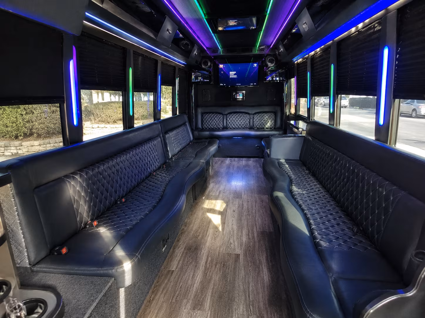 barnstable 15 passenger party bus interior