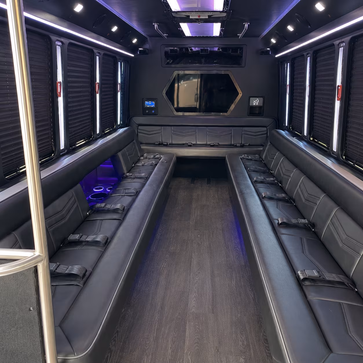 barnstable 18 passenger party bus interior