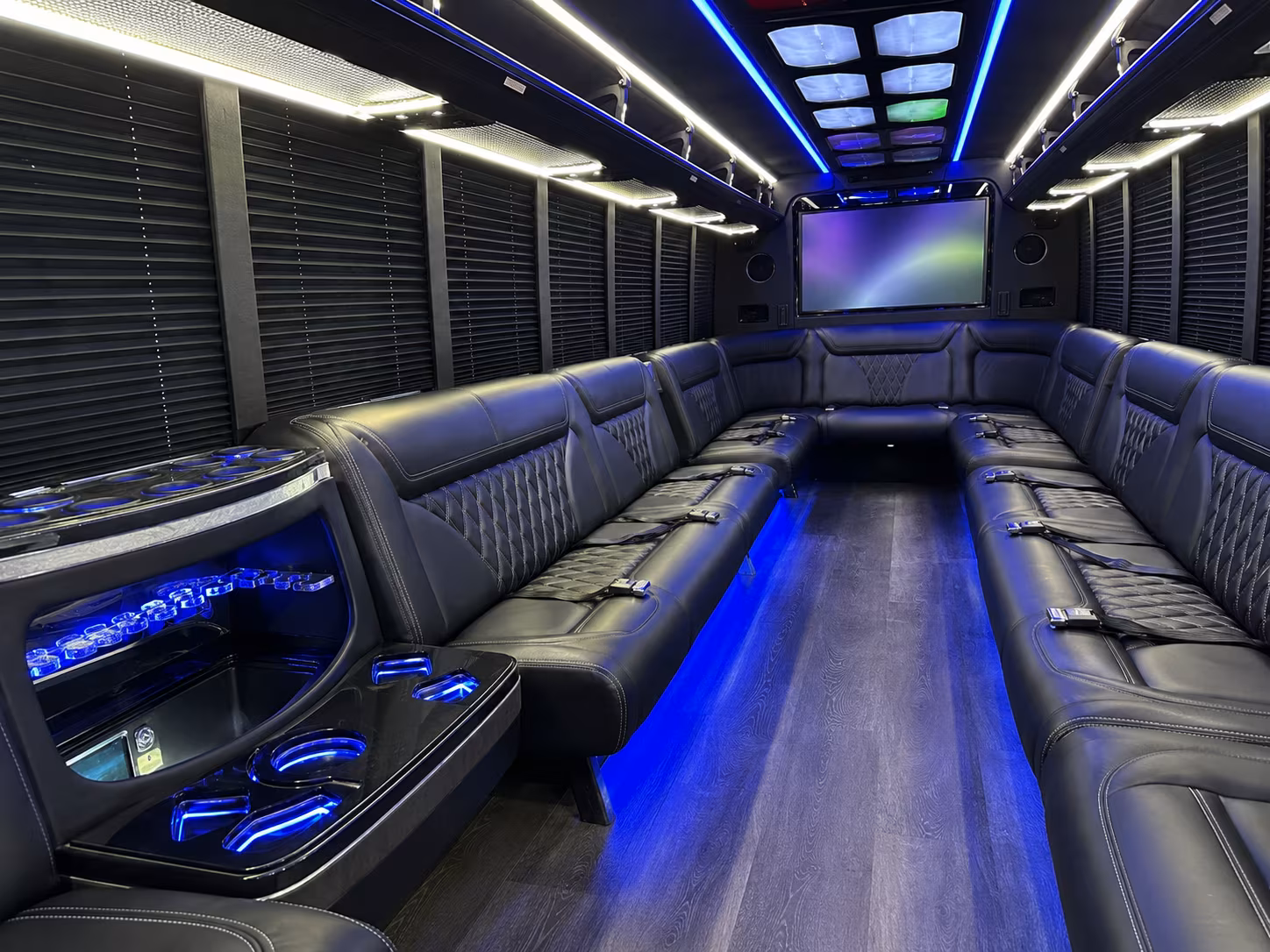 barnstable 20 passenger party bus inside