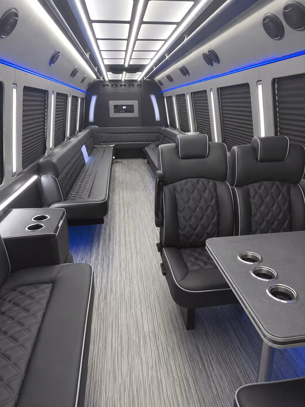 barnstable 25 passenger party bus inside