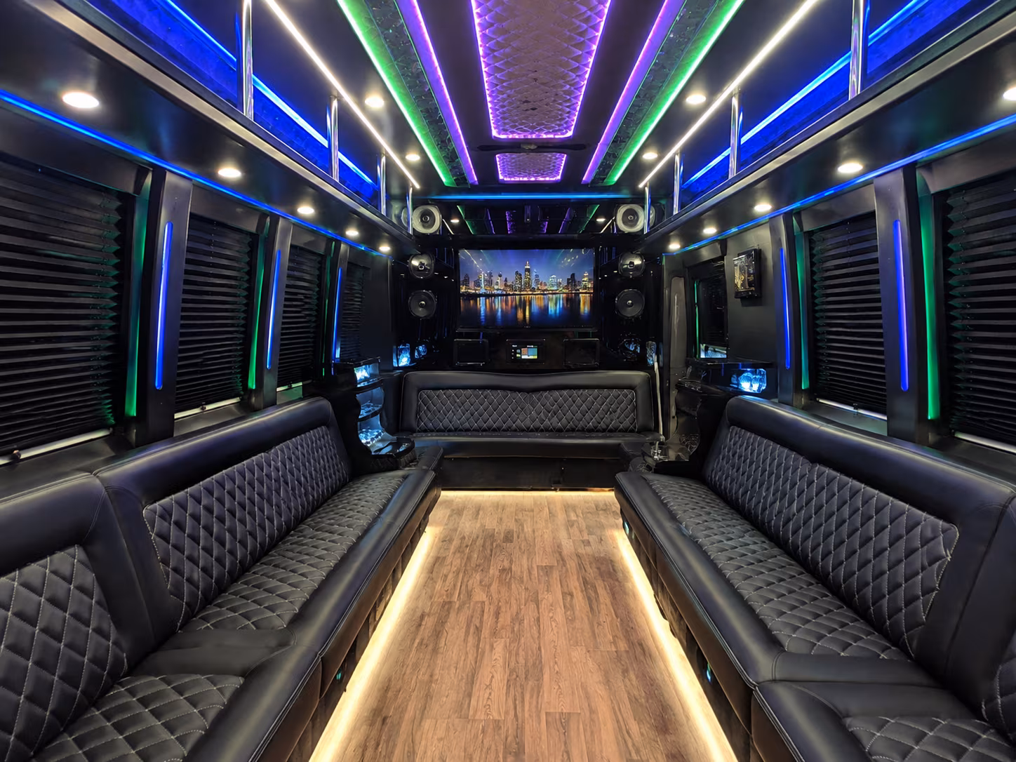 barnstable 25 passenger party bus interior