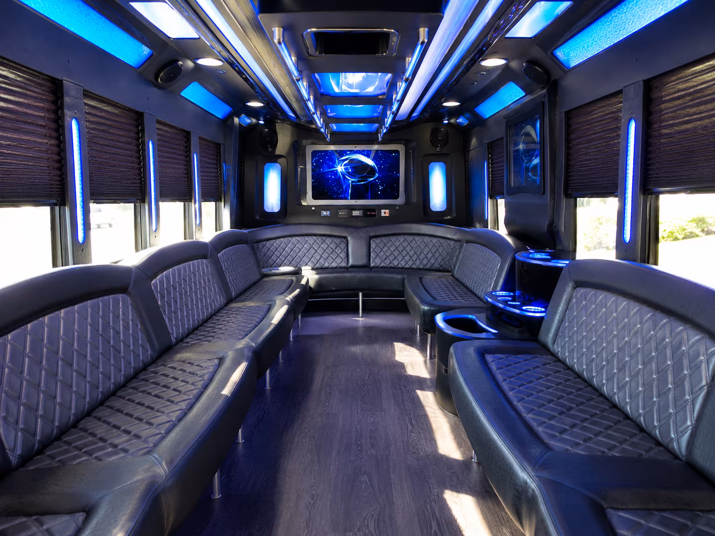 barnstable 28 passenger party bus inside