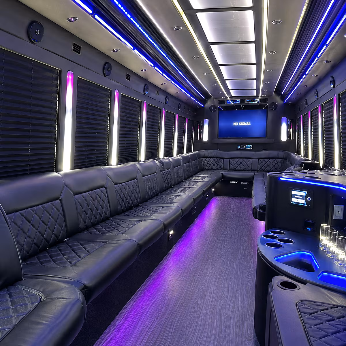 barnstable 30 passenger party bus inside