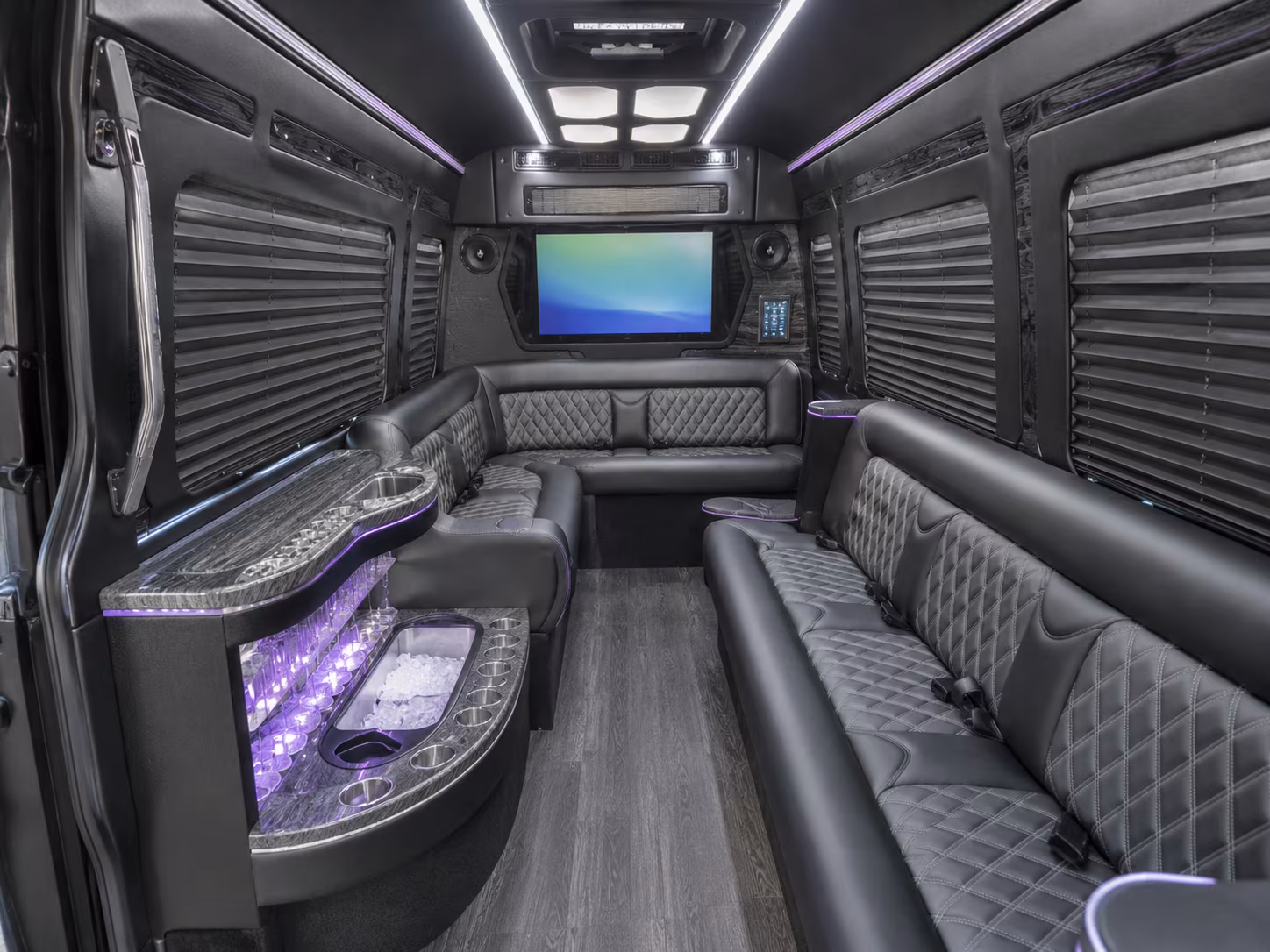 barnstable 40 passenger party bus inside