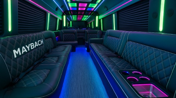 Interior of Charter Bus Company Barnstable's Party Bus in Barnstable